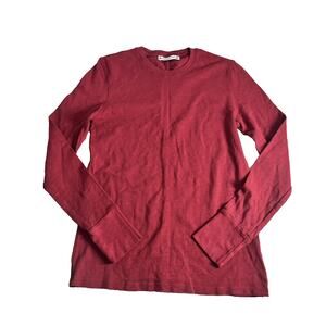 American Giant Premium Slub Crew Tee Womens XS Red Long Sleeve Cotton T Shirt